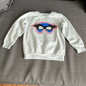 Boys  5 T Super Hero Mask Pullover Gray Sweatshirt